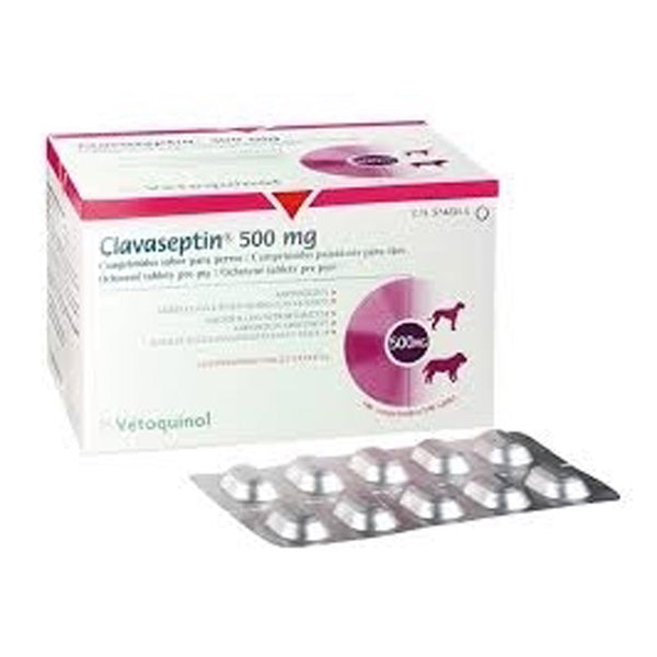 CLAVASEPTIN 500 mg - 400 mg amoxicillin / 100 mg clavulanic acid - 10 tablets (synulox) for DOG & CAT