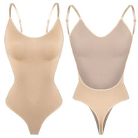 Womens Backless Bodysuits Shapewear Thong Seamless Tummy Control Butt Lifter Body Shaper Corset Slimming Camisole Tops
