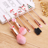 Holiday Christmas Makeup Brushes Set with Drawstring Bag_5