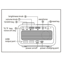 FM Radio LED Alarm Clock with Temperature and Humidity Meter - USB Rechargeable_6