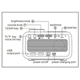 FM Radio LED Alarm Clock with Temperature and Humidity Meter - USB Rechargeable_6